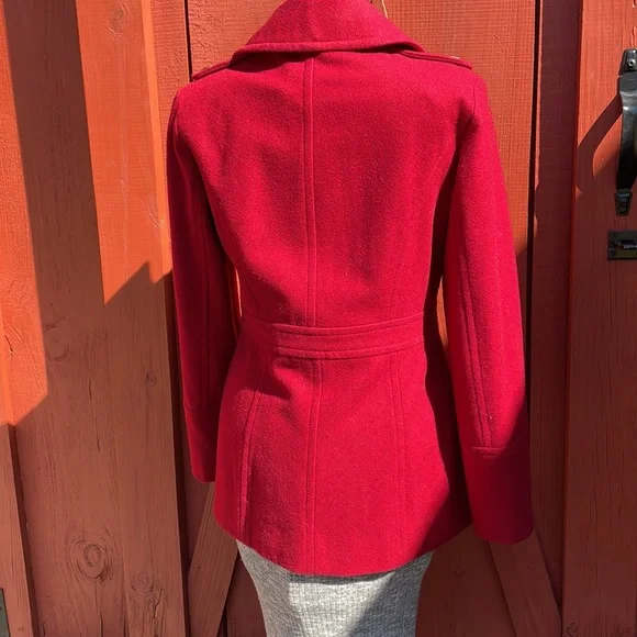 Michael by Michael Kors Red Wool Blend Pea coat Size S - Picture 3 of 6